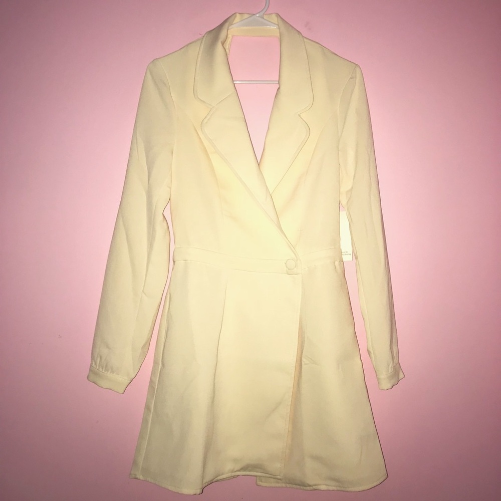 Cream blazer dress with cut out back